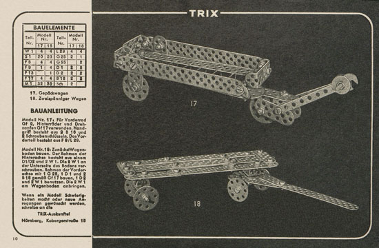 Trix Vorlagenbuch für den Elementrix 1952