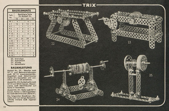 Trix Vorlagenbuch für den Elementrix 1952