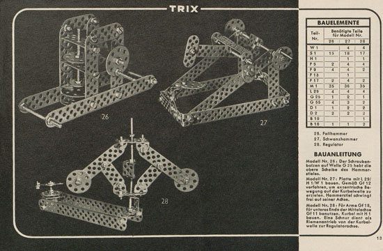 Trix Vorlagenbuch für den Elementrix 1952