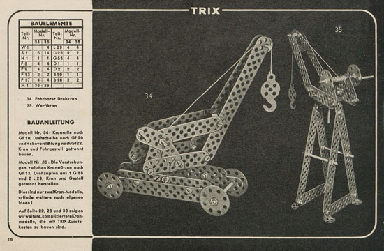 Trix Vorlagenbuch für den Elementrix 1952