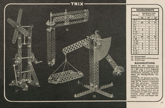 Trix Vorlagenbuch für den Elementrix 1952