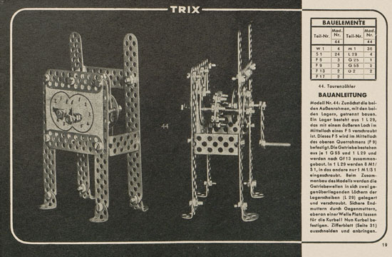 Trix Vorlagenbuch für den Elementrix 1952