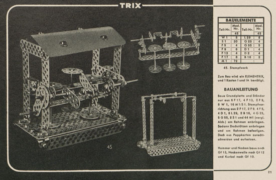 Trix Vorlagenbuch für den Elementrix 1952