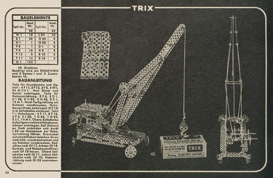 Trix Vorlagenbuch für den Elementrix 1952