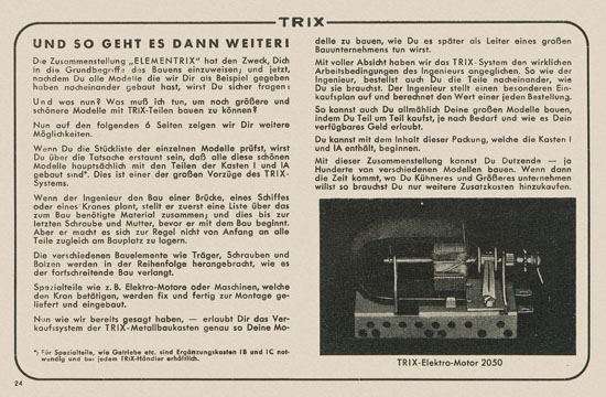 Trix Vorlagenbuch für den Elementrix 1952