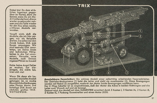 Trix Vorlagenbuch für den Elementrix 1952