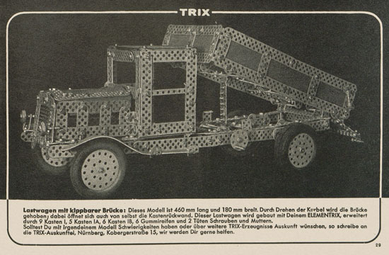 Trix Vorlagenbuch für den Elementrix 1952