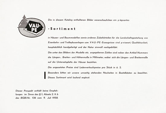 Vau-Pe Modelle 1958