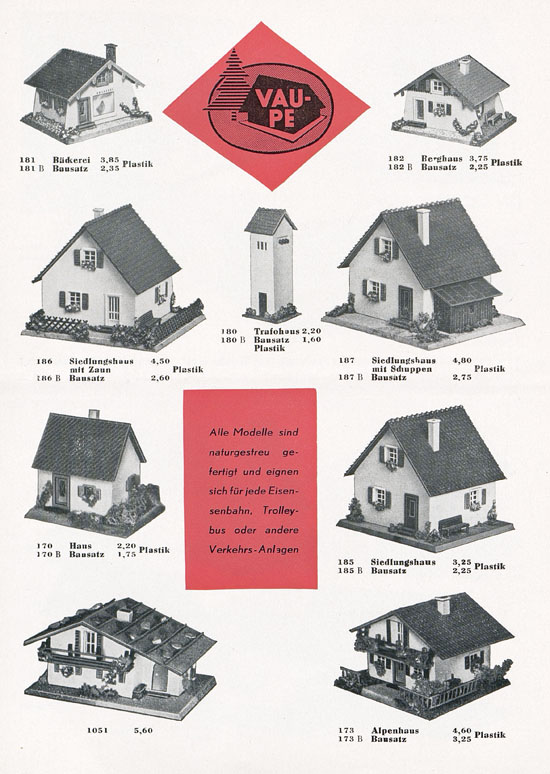 Vau-Pe Modellauswahl Zubehör 1960