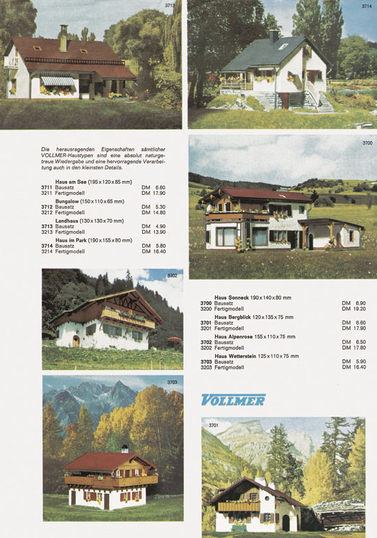 Vollmer Faltblatt H0 Neuheiten 1968-1969