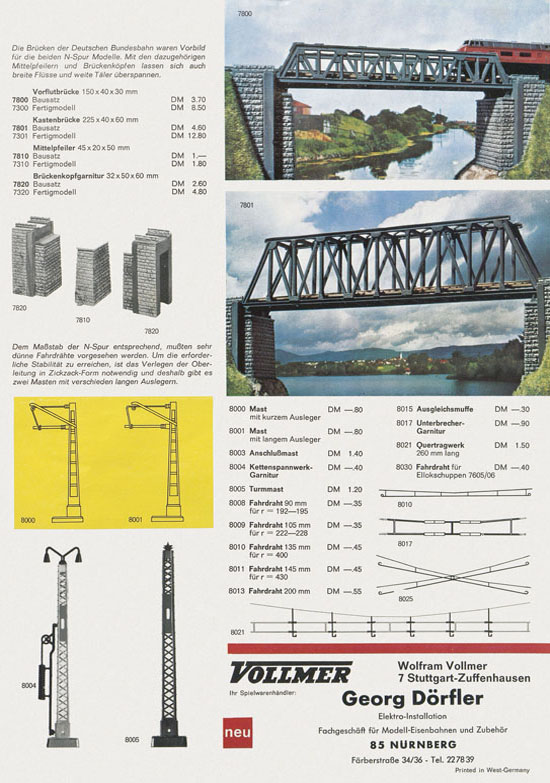 Vollmer Katalog Spur N 1968-69