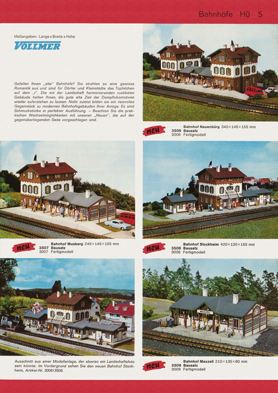 Vollmer Katalog Modelleisenbahn-Zubehör 1972-1973