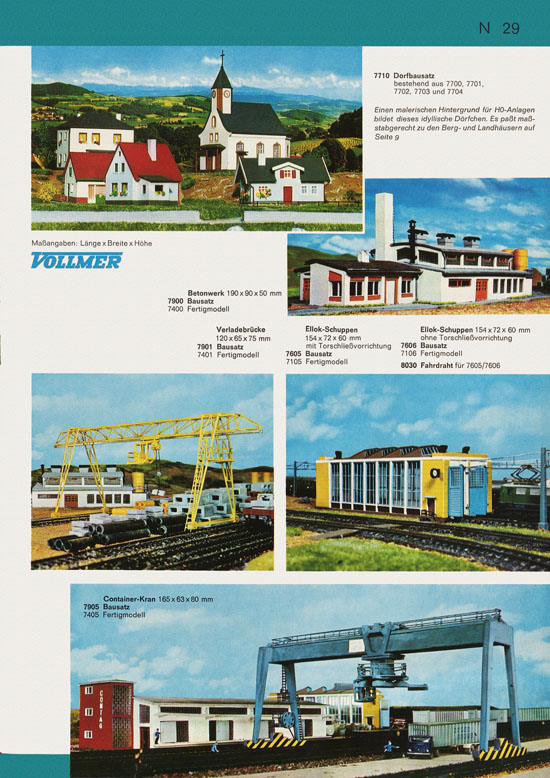 Vollmer Katalog Modelleisenbahn-Zubehör 1972-1973