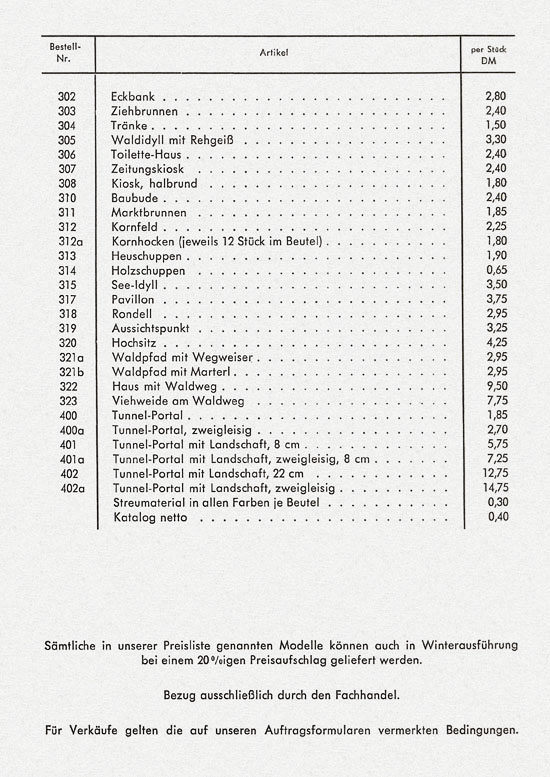 Voigt Modellspielwaren Preisliste 1956, VT Barntrup