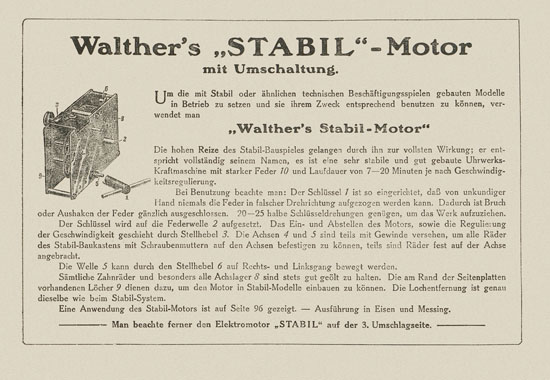 Walther Metall-Baukasten Stabil Katalog 1924