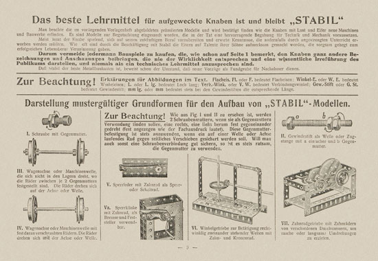 Walther Metall-Baukasten Stabil Katalog 1924