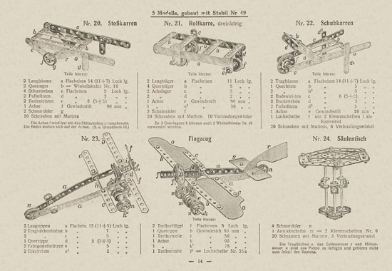 Walther Metall-Baukasten Stabil Katalog 1924