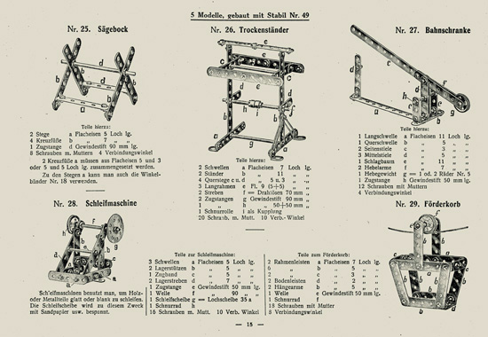 Walther Metall-Baukasten Stabil Katalog 1924