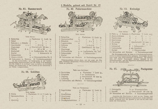 Walther Metall-Baukasten Stabil Katalog 1924