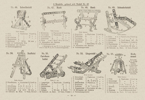 Walther Metall-Baukasten Stabil Katalog 1924