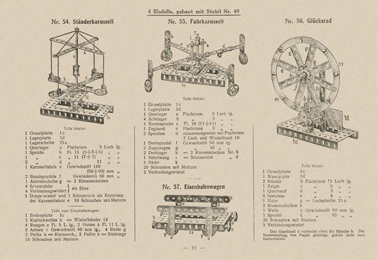 Walther Metall-Baukasten Stabil Katalog 1924