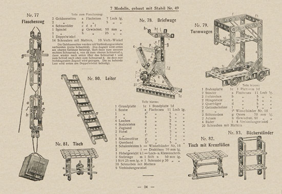 Walther Metall-Baukasten Stabil Katalog 1924