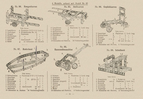 Walther Metall-Baukasten Stabil Katalog 1924