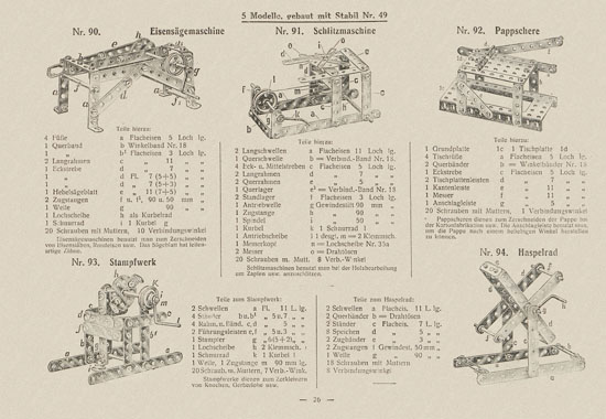 Walther Metall-Baukasten Stabil Katalog 1924