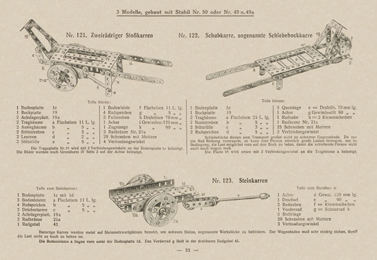 Walther Metall-Baukasten Stabil Katalog 1924