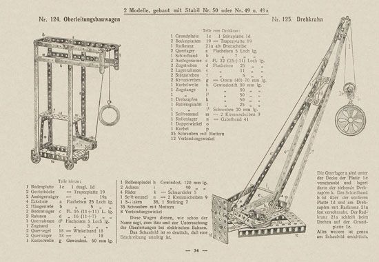 Walther Metall-Baukasten Stabil Katalog 1924