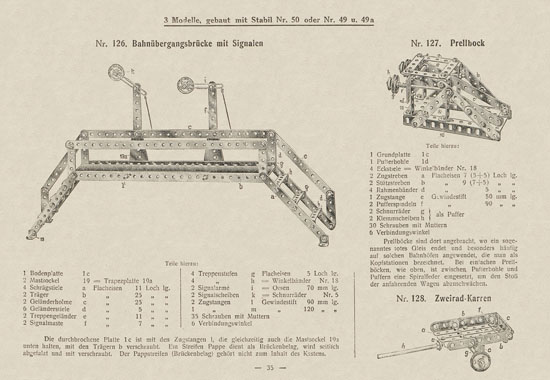 Walther Metall-Baukasten Stabil Katalog 1924