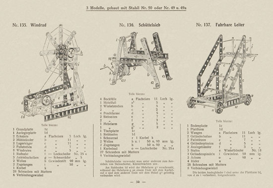 Walther Metall-Baukasten Stabil Katalog 1924