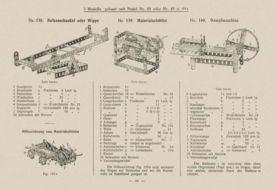 Walther Metall-Baukasten Stabil Katalog 1924