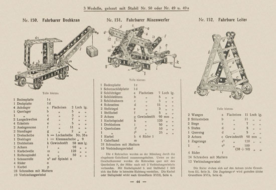 Walther Metall-Baukasten Stabil Katalog 1924