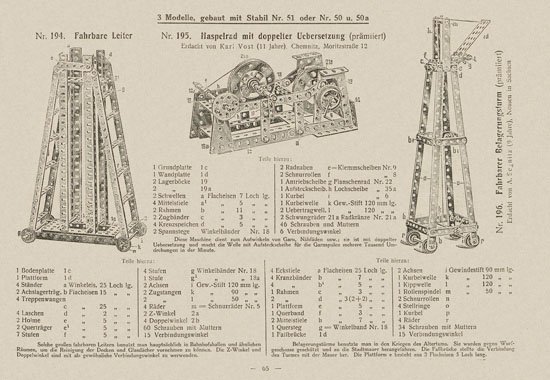 Walther Metall-Baukasten Stabil Katalog 1924