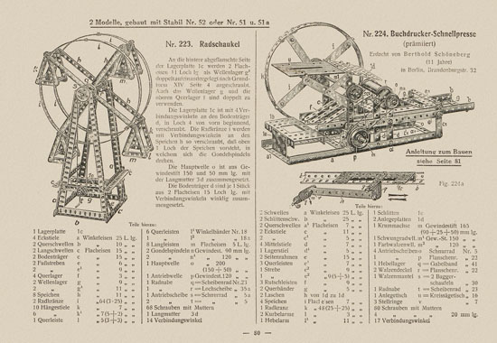 Walther Metall-Baukasten Stabil Katalog 1924