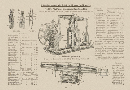 Walther Metall-Baukasten Stabil Katalog 1924