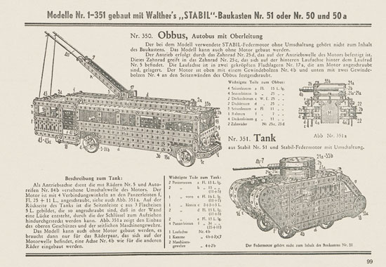 Walther Metall-Baukasten Stabil Katalog 1951