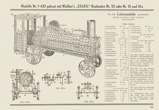 Walther Metall-Baukasten Stabil Katalog 1951