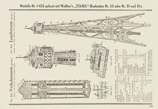 Walther Metall-Baukasten Stabil Katalog 1951