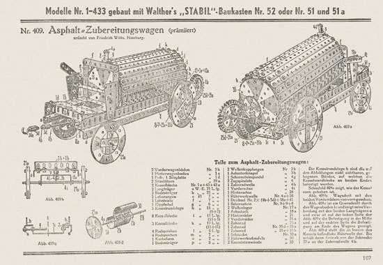 Walther Metall-Baukasten Stabil Katalog 1951