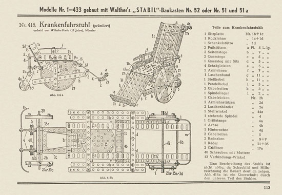 Walther Metall-Baukasten Stabil Katalog 1951