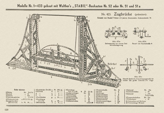 Walther Metall-Baukasten Stabil Katalog 1951