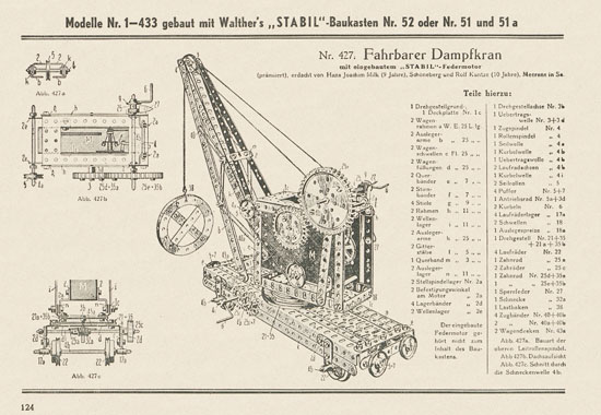 Walther Metall-Baukasten Stabil Katalog 1951