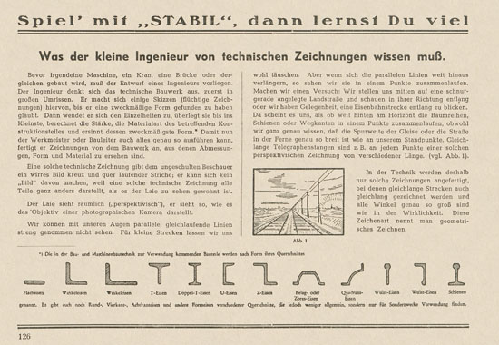 Walther Metall-Baukasten Stabil Katalog 1951