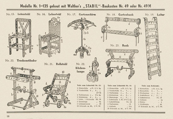 Walther Metall-Baukasten Stabil Katalog 1951