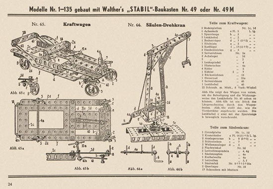 Walther Metall-Baukasten Stabil Katalog 1951