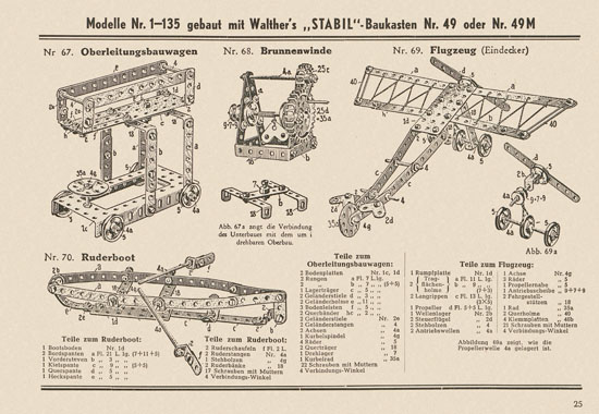 Walther Metall-Baukasten Stabil Katalog 1951