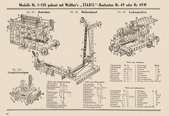 Walther Metall-Baukasten Stabil Katalog 1951