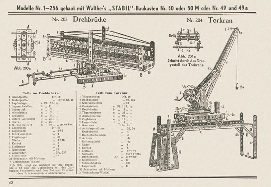 Walther Metall-Baukasten Stabil Katalog 1951